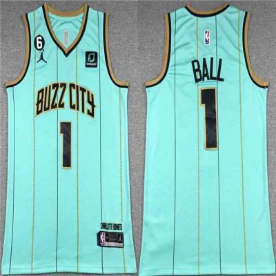 Youth Charlotte Hornets #1 LaMelo Ball Teal No.6 Patch Stitched Basketball Jersey