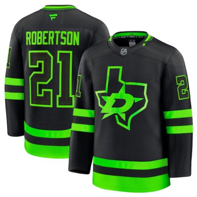 Men's Dallas Stars #21 Jason Robertson Black 2024-25 Alternate Stitched Hockey Jersey