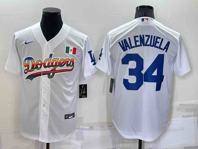 Men's Los Angeles Dodgers #34 Toro Valenzuela White Cool Base Stitched Baseball Jersey