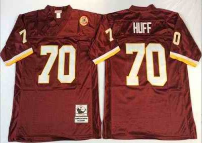 Mitchell And Ness Redskins #70 Sam Huff Red Throwback Stitched NFL Jersey