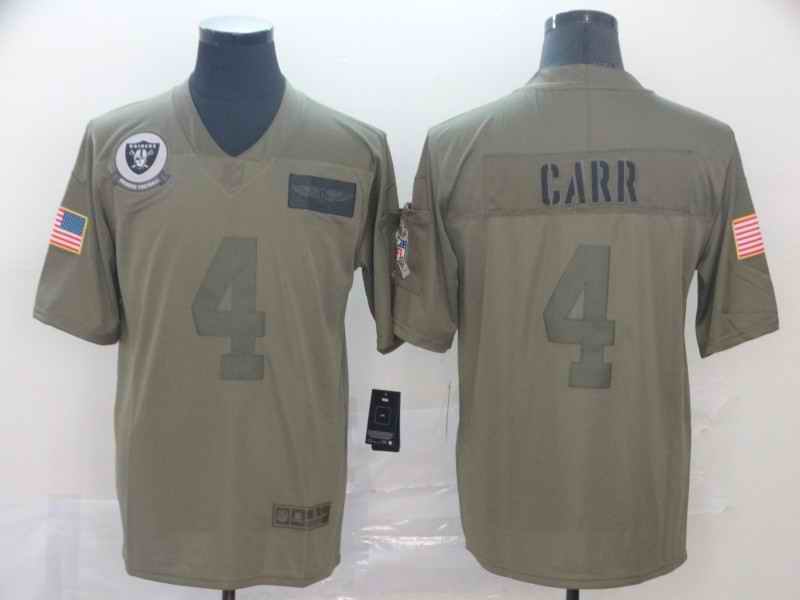 Men's Oakland Raiders #4 Derek Carr 2019 Camo Salute To Service Limited Stitched NFL Jersey