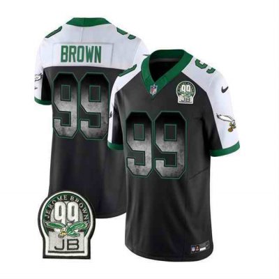 Men's Philadelphia Eagles #99 Jerome Brown Black/White 2023 F.U.S.E. Throwback Vapor Untouchable Limited Stitched Football Jersey