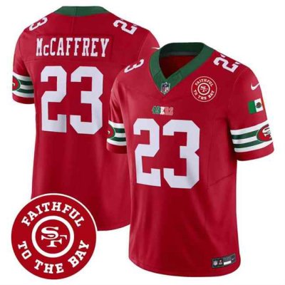 Men's San Francisco 49ers #23 Christian McCaffrey Red F.U.S.E. Mexico Faithful To The Bay Patch Vapor Limited Stitched Football Jersey