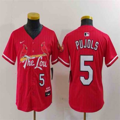 Youth St. Louis Cardinals #5 Albert Pujols Red 2024 City Connect Limited Stitched Baseball Jersey