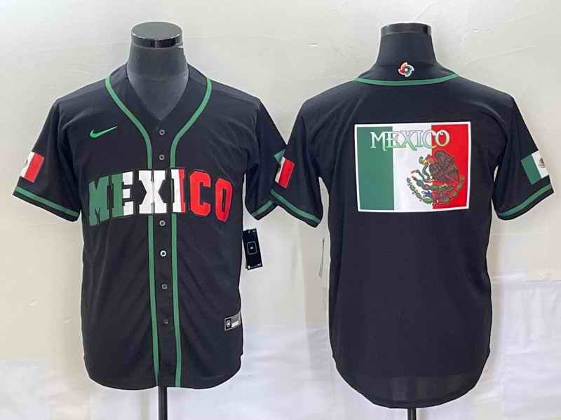 Men's Mexico Baseball 2023 Black World Baseball Classic Team Big Logo Stitched Jersey