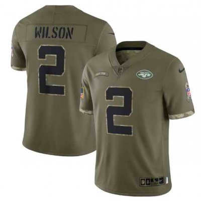 Men's New York Jets #2 Zach Wilson Olive 2022 Salute To Service Limited Stitched Jersey