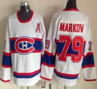 Canadiens #79 Andrei Markov White CCM Throwback Stitched NHL Jersey