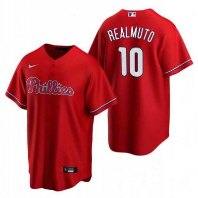 Youth Philadelphia Phillies #10 J.T. Realmuto Red Stitched Baseball Jersey