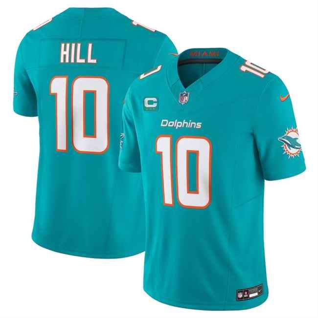 Men's Miami Dolphins #10 Tyreek Hill Aqua 2024 F.U.S.E With 3-Star C Patch Vapor Limited Stitched Football Jersey