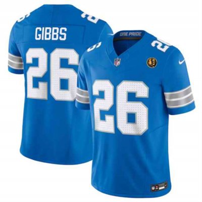 Men's Detroit Lions #26 Jahmyr Gibbs Blue 2024 F.U.S.E. With John Madden PatchVapor Limited Stitched Jersey