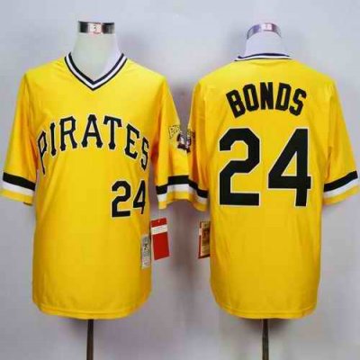 Mitchell And Ness Pirates #24 Barry Bonds Yellow Throwback Stitched MLB Jersey