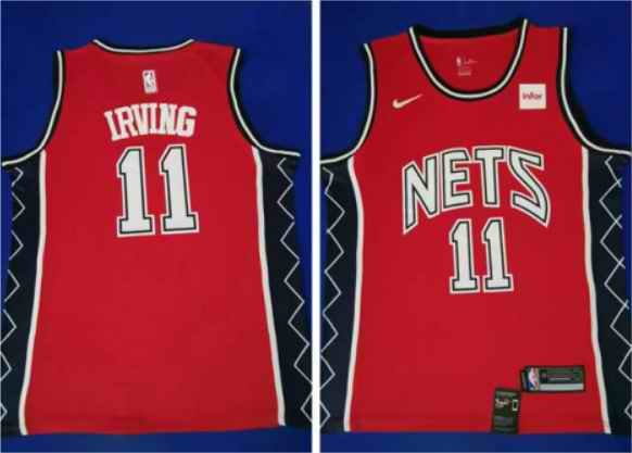 Men's Brooklyn Nets #11 Kyrie Irving Red Throwback Stitched NBA Jersey