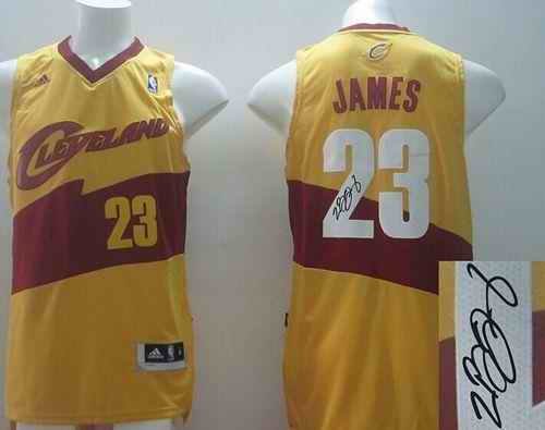 New Revolution 30 Autographed Cavaliers #23 LeBron James Yellow Stitched NBA Jersey