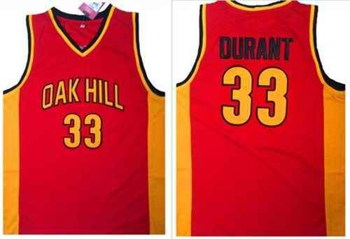 Warriors #33 Kevin Durant Red Oak Hill Academy High School Stitched NBA Jersey