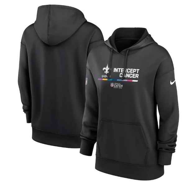 Women's New Orleans Saints 2022 Black NFL Crucial Catch Therma Performance Pullover Hoodie(Run Small)