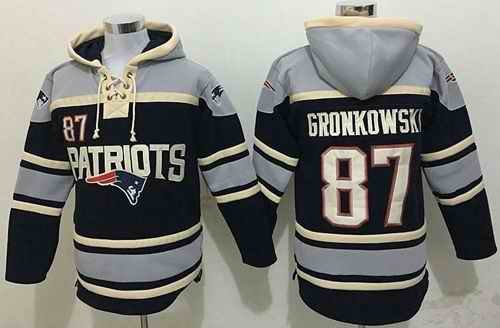 New England Patriots #87 Rob Gronkowski Blue Sawyer Hooded Sweatshirt NFL Hoodie