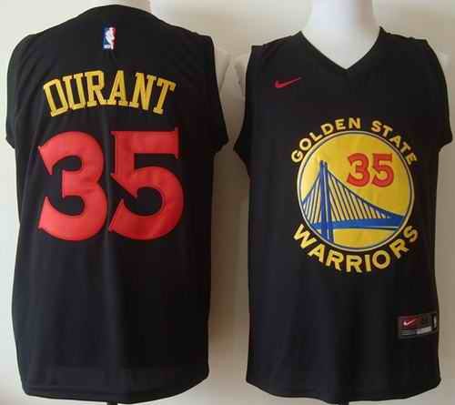 Warriors #35 Kevin Durant Black New Fashion Stitched NBA Jersey