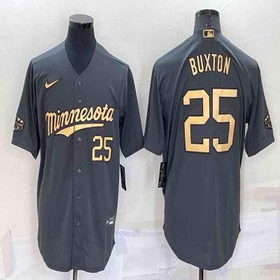 Men's Minnesota Twins #25 Byron Buxton 2022 All-Star Charcoal Cool Base Stitched Baseball Jersey