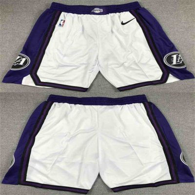 Men's Los Angeles Lakers White/Purple Shorts (Run Small)