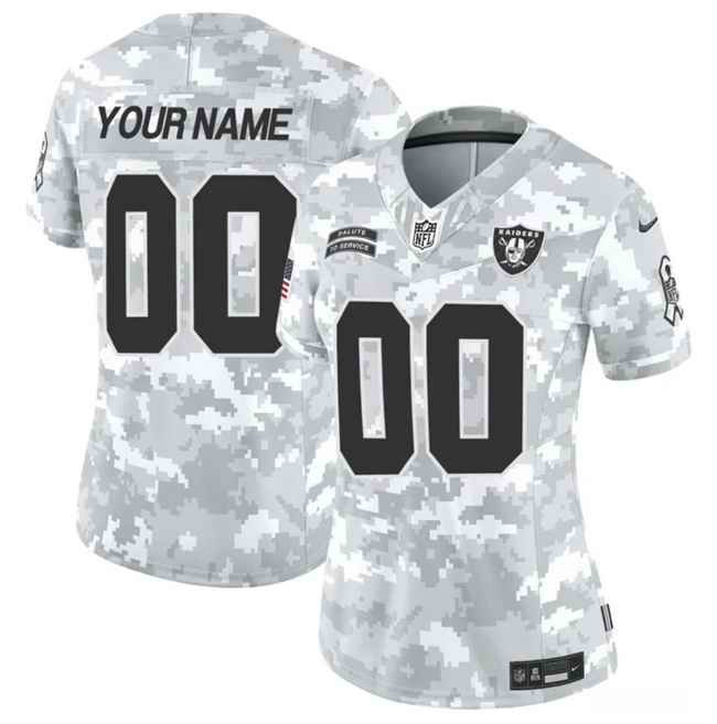 Women's Las Vegas Raiders Active Player Custom 2024 F.U.S.E Arctic Camo Salute to Service Limited Stitched Jersey(Run Small)