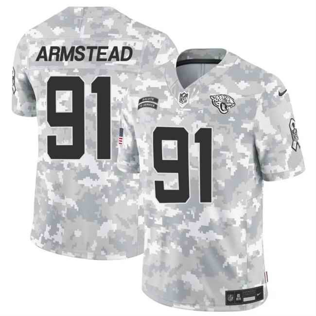 Men's Jacksonville Jaguars #91 Arik Armstead 2024 F.U.S.E Arctic Camo Salute to Service Limited Stitched Football Jersey