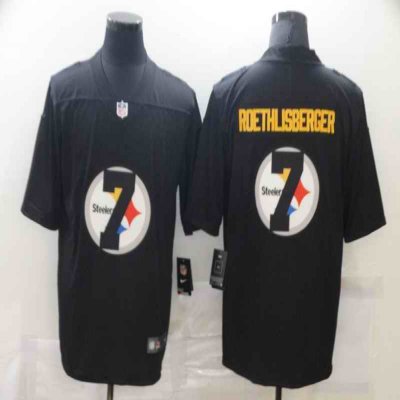 Men's Pittsburgh Steelers #7 Ben Roethlisberger Black Shadow Logo Limited Stitched Jersey