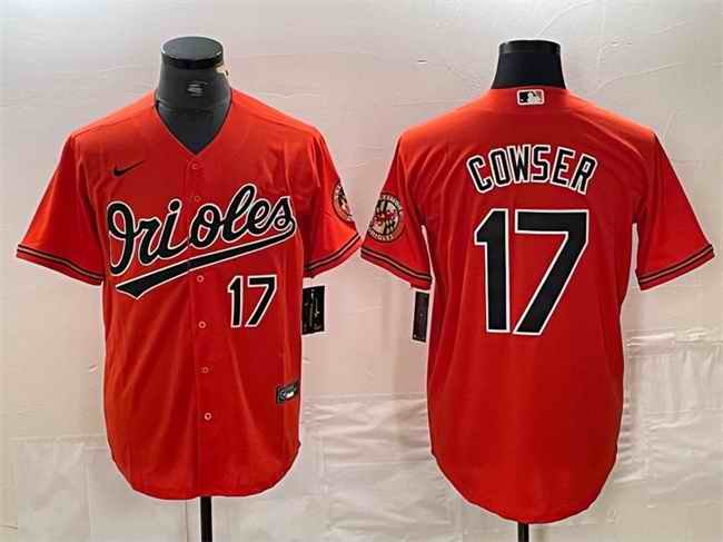 Men's Baltimore Orioles #17 Colton Cowser Orange Cool Base Stitched Jersey