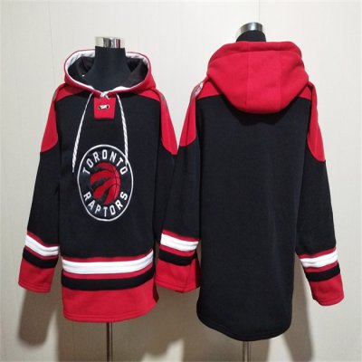 Men's Toronto Raptors Blank Black/Red Lace-Up Pullover Hoodie