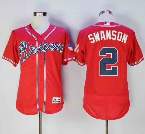 Braves #2 Dansby Swanson Red Flexbase Authentic Collection Stitched MLB Jersey