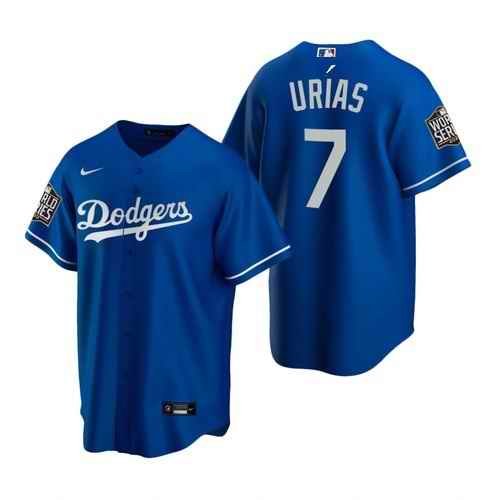 Men's Los Angeles Dodgers White #7 Julio Urias Royal 2020 World Series Stitched Jersey