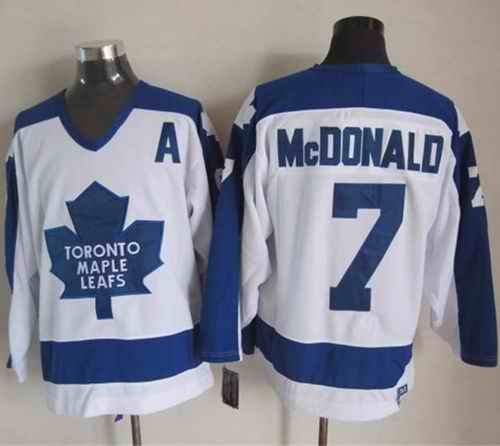 Maple Leafs #7 Lanny McDonald White/Blue CCM Throwback Stitched NHL Jersey