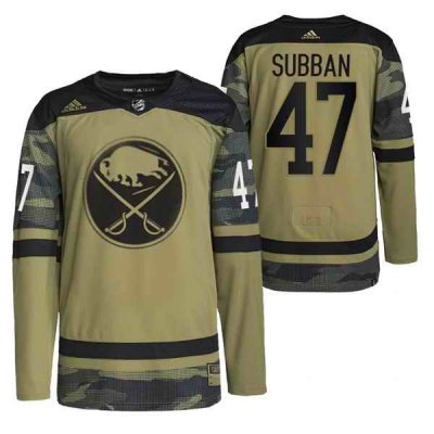 Men's Buffalo Sabres #47 Malcolm Subban 2022 Camo Military Appreciation Night Stitched Jersey