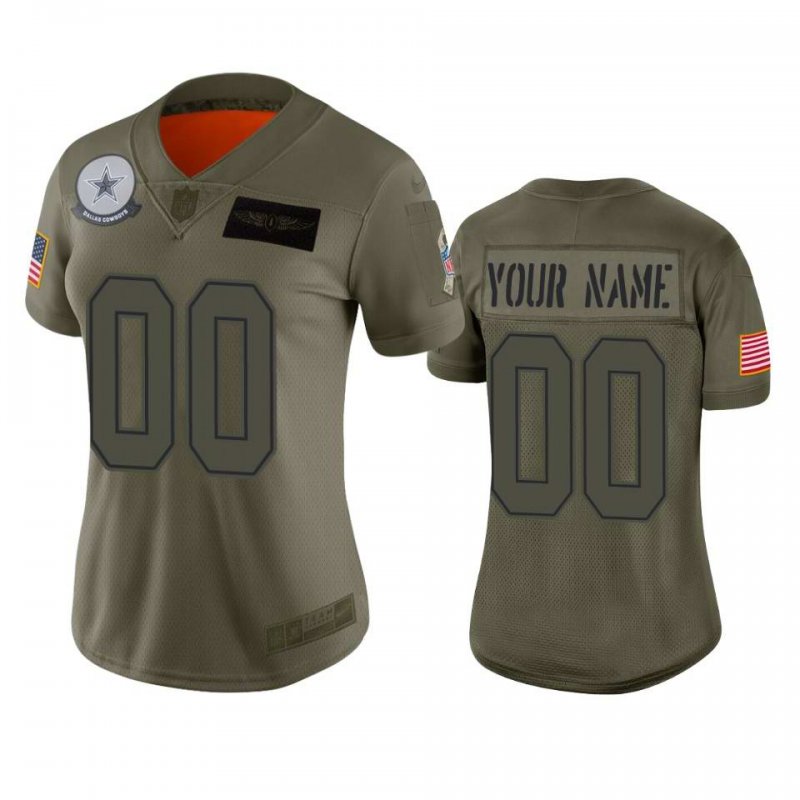 Women's Dallas Cowboys Customized 2019 Camo Salute To Service NFL Stitched Limited Jersey(Run Small'