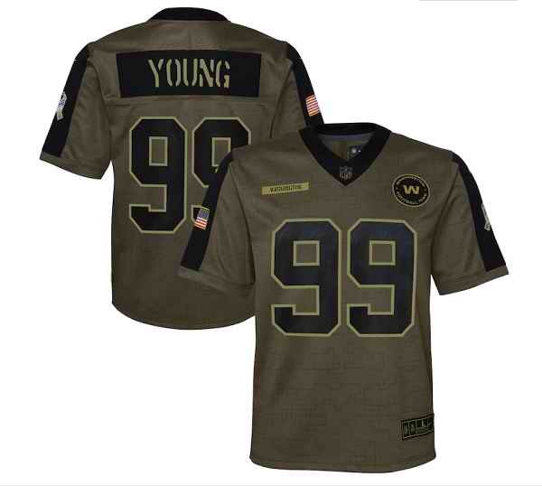 Youth Washington Football Team #99 Chase Young 2021 Olive Salute To Service Limited Stitched Jersey