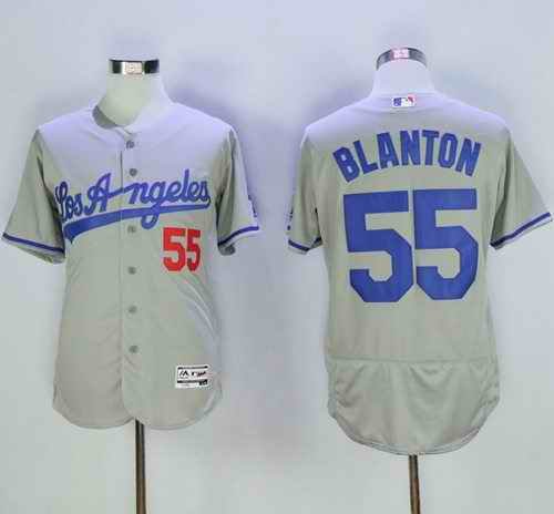 Dodgers #55 Joe Blanton Grey Flexbase Authentic Collection Road Stitched MLB Jersey