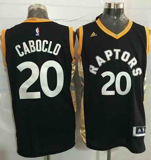 Raptors #20 Bruno Caboclo Black/Gold Stitched NBA Jersey