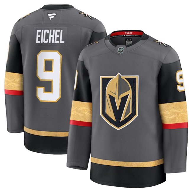 Men's Vegas Golden Knights Grey #9 Jack Eichel 2024-25 Alternate  Stitched Hockey Jersey