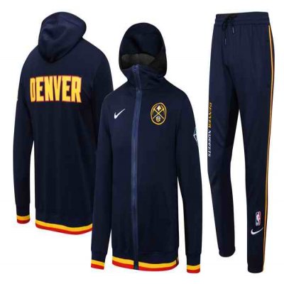 Men's Denver Nuggets 75th Anniversary Navy  Performance Showtime Full-Zip Hoodie Jacket And Pants   Suit