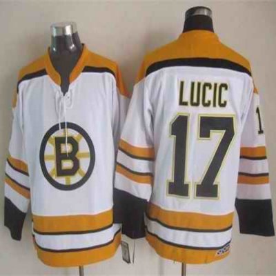 Bruins #17 Milan Lucic White CCM Throwback Stitched NHL Jersey