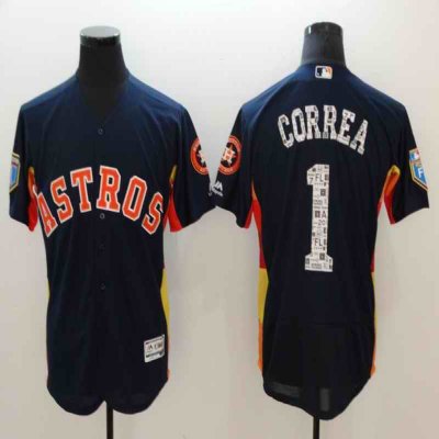 Men's Houston Astros #1 Carlos Correa Navy 2018 Spring Training Flexbase Stitched MLB Jersey