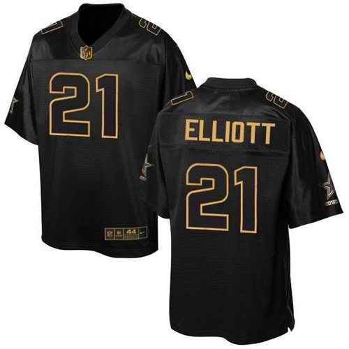 Nike Cowboys #21 Ezekiel Elliott Black Men's Stitched NFL Elite Pro Line Gold Collection Jersey