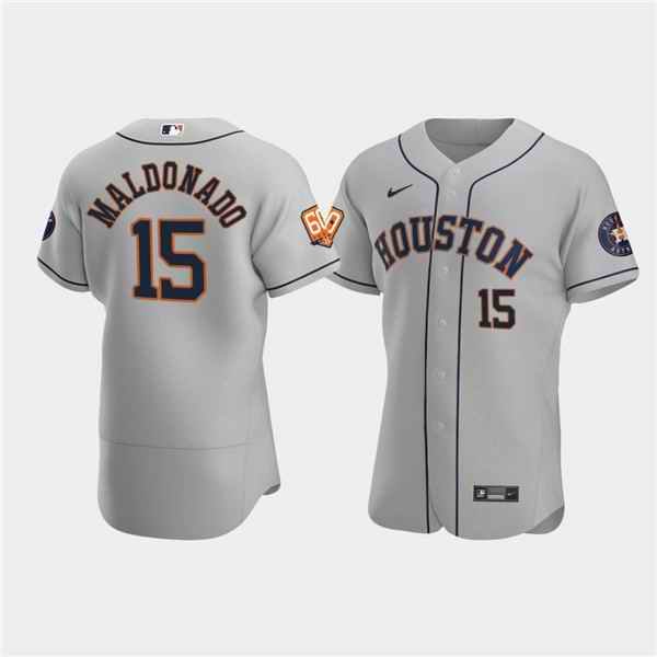 Men's Houston Astros #15 Mart'n Maldonado Grey 60th Anniversary Flex Base Stitched Baseball Jersey