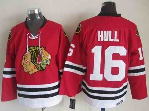 Blackhawks #16 Bobby Hull Red CCM Throwback Stitched NHL Jersey