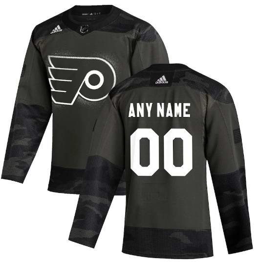 Men's Philadelphia Flyers White Custom Name Number Size Black Camo NHL Stitched Jersey