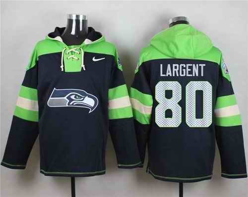 Nike Seahawks #80 Steve Largent Steel Blue Player Pullover NFL Hoodie