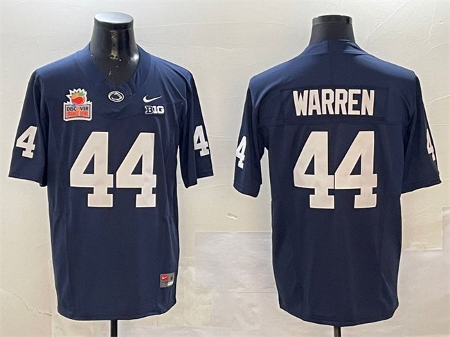 Men's Penn State Nittany Lions #44 Davis Warren Navy 2024 Discover Orange Bowl Patch F.U.S.E. Vapor Limited Stitched Jersey