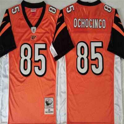 Men's Cincinnati Bengals #85 Chad Ochocinco Orange Throwback Stitched Jersey