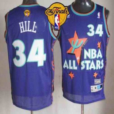 Cavaliers #34 Tyrone Hill Purple 1995 All Star Throwback The Finals Patch Stitched NBA Jersey