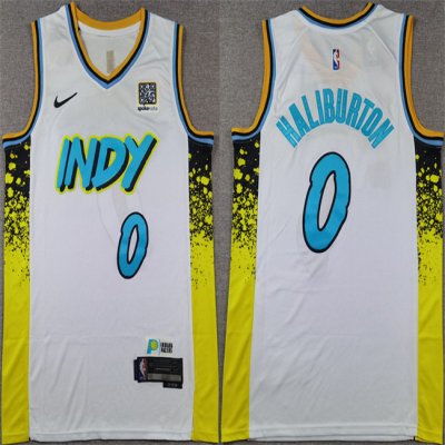 Men's Indiana Pacers #0 Tyrese Haliburton White 2024-25 City Edition Stitched Basketball Jersey