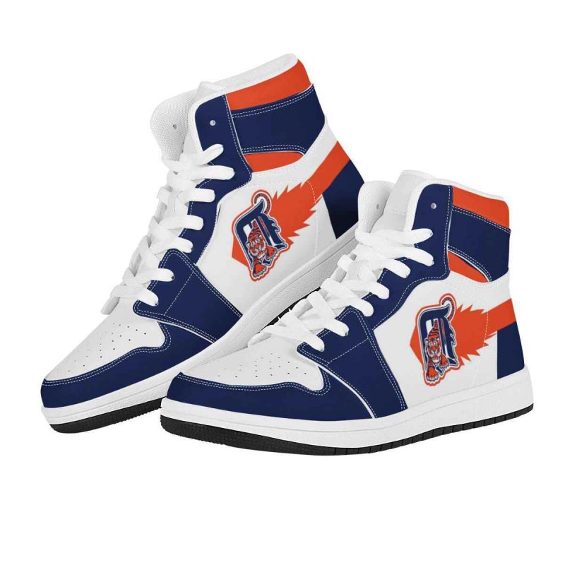 Men's Detroit Tigers High Top Leather AJ1 Sneakers 002